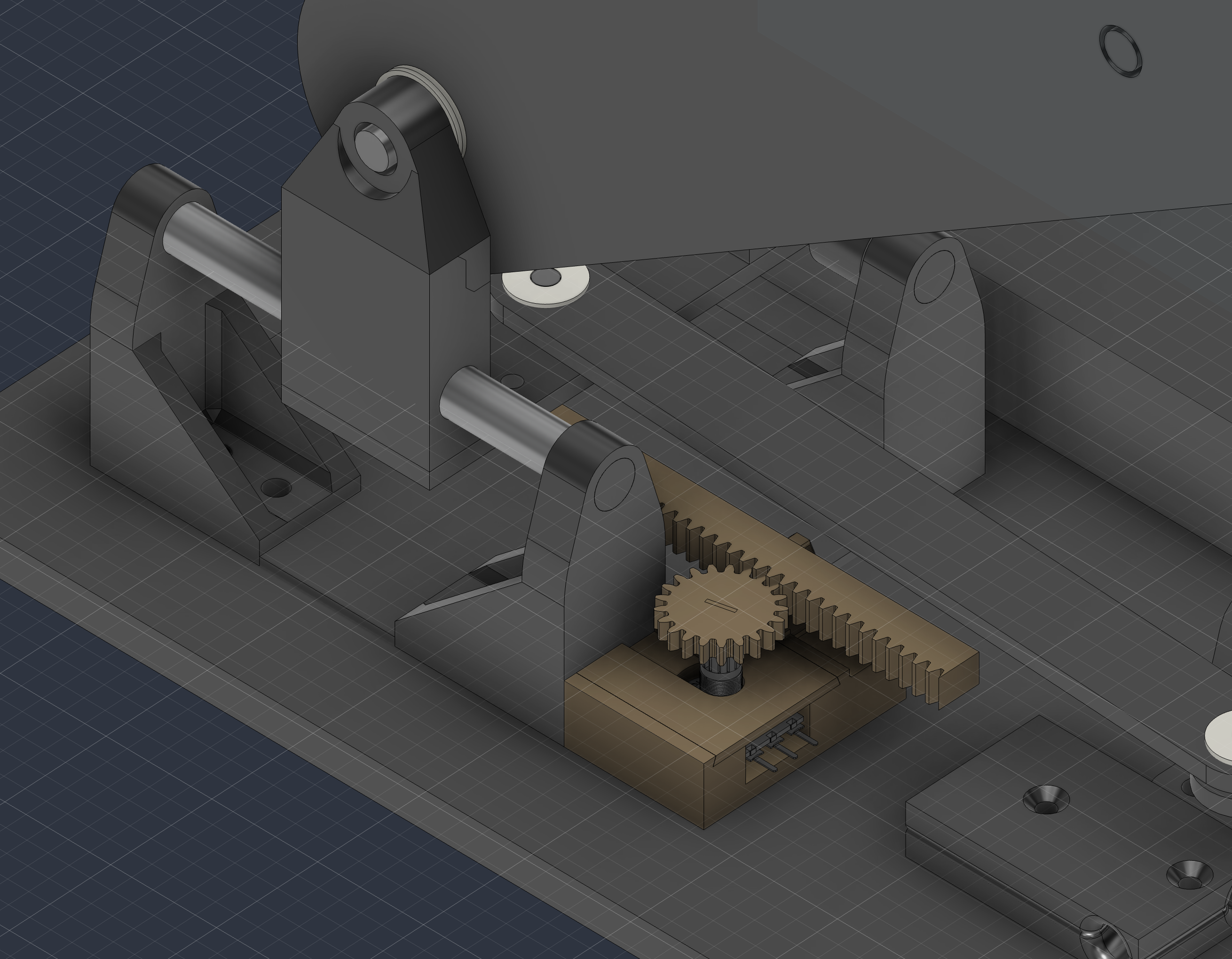 The rack and pinion mechanism to rotate the potentiometer